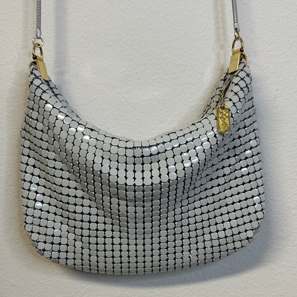 Lyrella Handbags - Vintage 80s Lyrella Silver Metal Mesh Gold Hardware Purse EUC